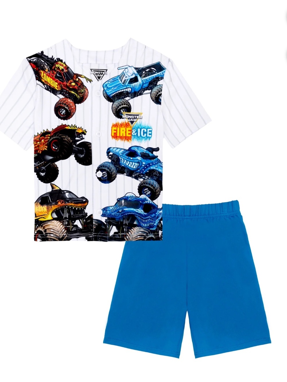 Monster Jam fire & ice boys shirt/shorts set